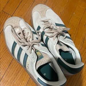 Adidas Cream and Green Gazelle Sneakers